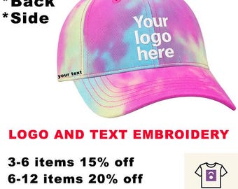 Custom Embroidered Tie-Dye Cotton Cap – Personalized Logo Hat