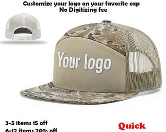 Richardson 168P Camo 7 Panel Trucker Cap – Custom Embroidered Logo Hat – Personalized Hat