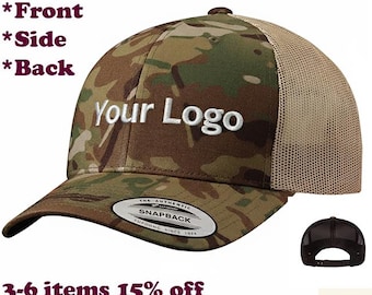 YP Classics 6606MC – Gorra Trucker Retro Multicam: Gorra Snapback Camuflaje con Logotipo Personalizado
