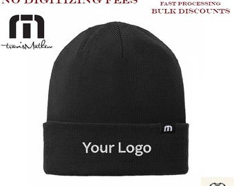 Custom Logo TravisMathew Solid Cuffed Beanie | Personalized Embroidered Watch Hat | Company Merch | Promotional Gift