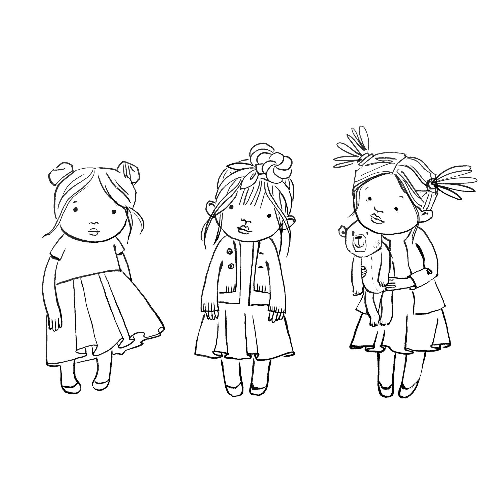 Printable Colouring Page Girls Dolls - Etsy