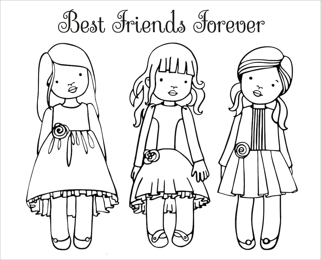 Printable Colouring Page Best Friends Forever - Etsy