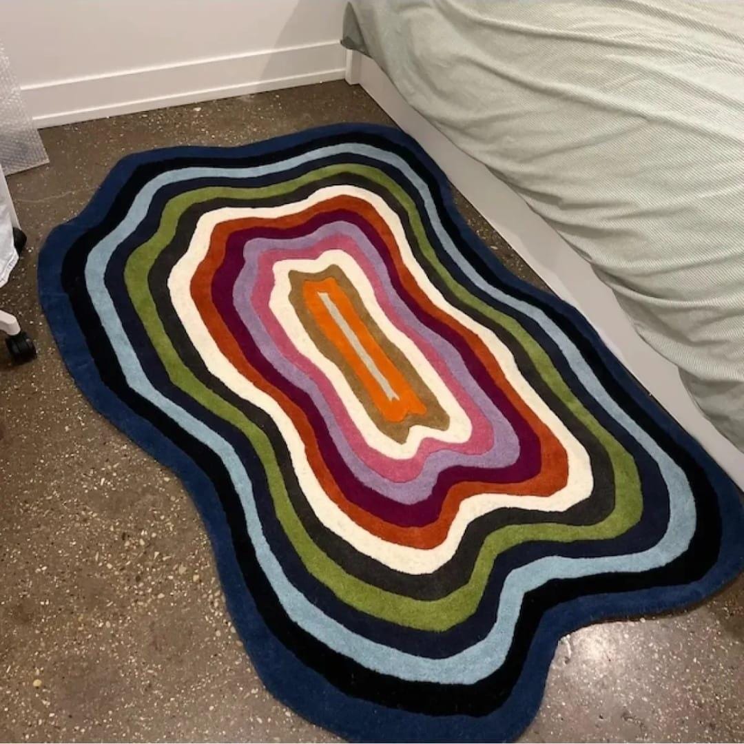 Wavy Colorful Hand-tufted Rug – Modern Abstract Design - Etsy