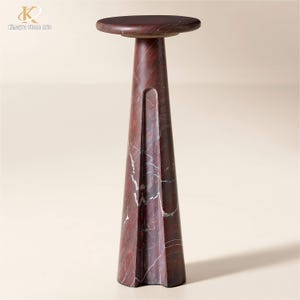 Rosso Levanto Marble Side Table – Bold Luxury Accent for Modern Spaces
