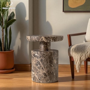 Dark Emperador Marble Side Table – Luxurious Accent Table for Modern & Classic Spaces
