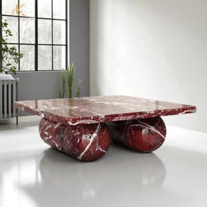 Rosso Levanto Marble Coffee Table – Deep Luxury with Italian Elegance