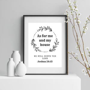 As for Me and My House | Joshua 24:15 Scripture Printable | Christian Wall Art | Instant Download