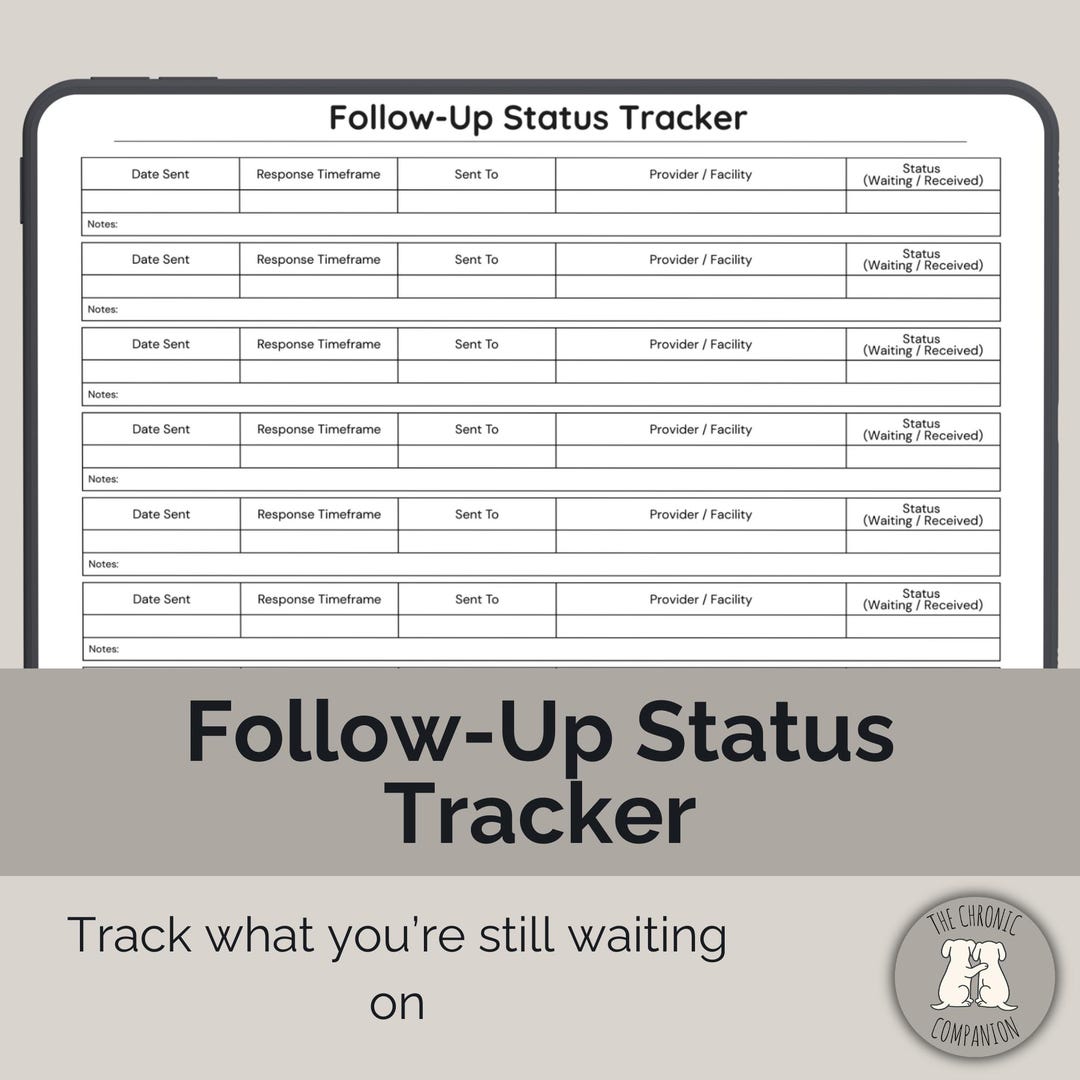 Follow-up Status Tracker Printable | Medical Requests & Referrals Log ...