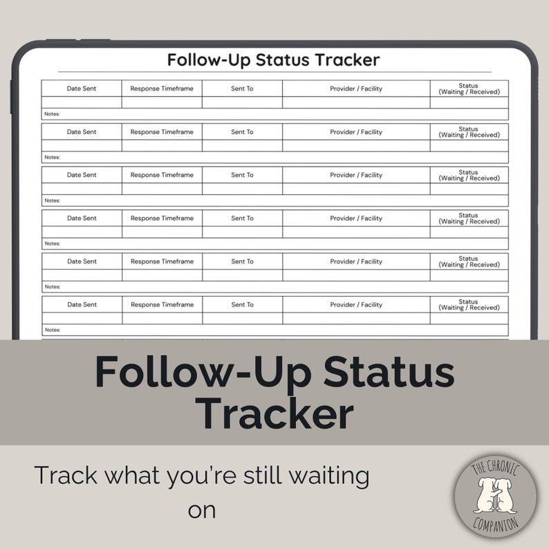 Follow Up Tracking Matrix Follow-up Status Tracker Printable | Medical Requests & Referrals Log ...