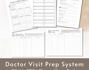 Doctor Visit Prep System | Chronic Illness Appointment Planner, Medical Snapshot, Questions for Provider, Test Results Log