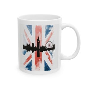 London Skyline Ceramic Mug, 11oz, - Great Gift for Travel Enthusiasts - Coffee Cup with Cityscape Design - Souvenir Tea Mug, British