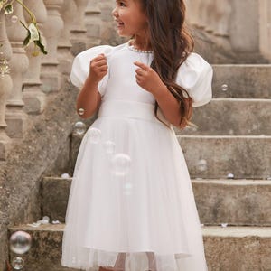 White Tulle Princess Dress for Girls | Flower Girl Dress | Kids Wedding Dress | Birthday Party Outfit | Toddler Formal Dress