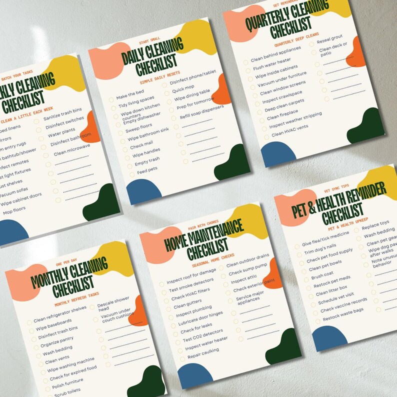 Printable Cleaning Checklist Bundle | Daily, Weekly, Monthly, Quarterly ...