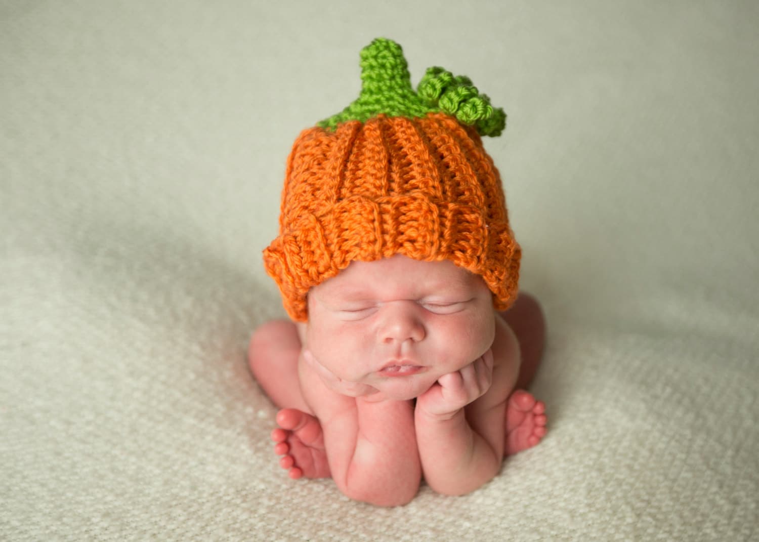 Orange Pumpkin Hat with Stem, Halloween Costume, Fall Hats, Thanksgiving, Newborn Photo Prop, Jack-O-Lantern Hat, Harvest, Fruit Hats, Baby