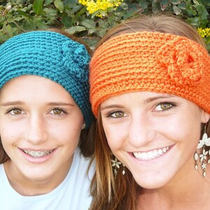Crochet Flower Headband Medium Width