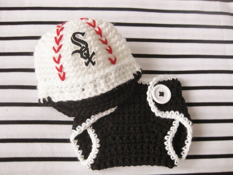 Baseball Hat and Diaper Cover, Newborn Photo Prop, Sports Set, Halloween Costume, Athletic Sets for Baby, Diaper Cover image 7