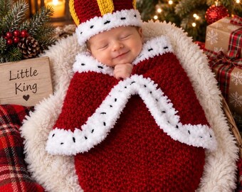 Christmas King or Queen Hat and Robe,  Holiday Costume, King, Queen, Princess, Christmas Hat, Royal Robes, Newborn Photo Prop, Babies