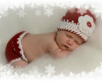 Christmas Candy Cane Hat and Diaper Cover, Holiday Hats for Baby Girl, Newborn Photo Prop, Red Christmas Hats, Halloween Costume for Baby