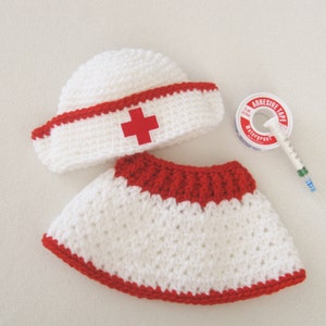 White Nurses Hat with Red Cross in Front, Medical Profession, CRNA, First Aid Sets, Newborn Photo Prop, Halloween Costume for Baby, Nurse image 5