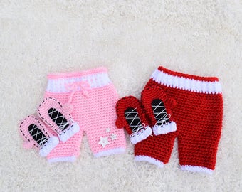 Boxing Shorts and Gloves, Wrestling, Sports, Halloween Costume, Boxing Gloves, Newborn Photo Prop, Baby Boy Sets, Crochet, Kick Boxing,