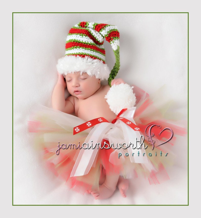 Twins Baby Boy Crochet Holiday Hats Baby Girl Knitted Newborn Photo Prop Christmas Hat for Baby Christmas Elf Striped Hat