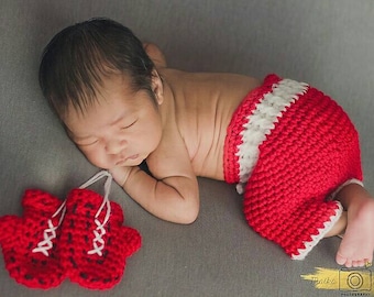 Boxing Shorts and Gloves, Newborn Photo Prop, Sport Sets for Baby, Halloween Costumes, Boxing Gloves, Baby Boy, Fight Set, WWFC