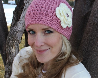 Crochet Flower Hat for ladies, Winter Wear, Christmas Gifts, Birthday Gifts, Handmade Crochet Hat