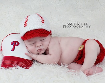 Baseball Hat and Diaper Cover, Newborn Photo Prop