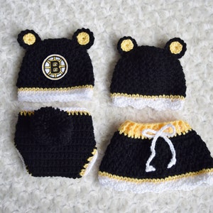 Blackbear Hat, Black and Yellow Hat, Black Bear Hat, Halloween Costume, Newborn Photo Prop, Sports Teams, Bruins Football image 2