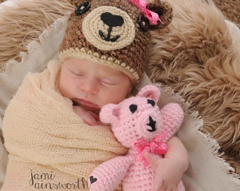 Baby Bear Hat with Matching Bear, Newborn Photo Prop