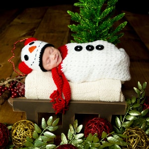 Christmas Snowman Bag and Hat Newborn Photography