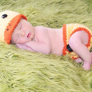 Baby Duck Hat and Diaper Cover Set, Newborn Photo Prop, Spring Sets for Baby, Halloween Costumes, Yellow Duckling, Donald Duck, Boy, Girl