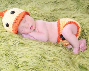Baby Duck Hat and Diaper Cover Set, Newborn Photo Prop, Spring Sets for Baby, Halloween Costumes, Yellow Duckling, Donald Duck, Boy, Girl