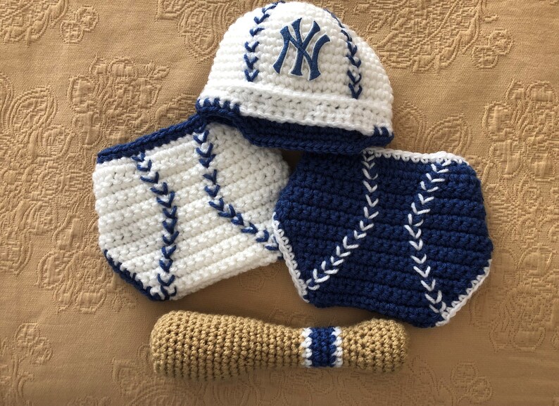 Baseball Hat and Diaper Cover, Newborn Photo Prop, Sports Set, Halloween Costume, Athletic Sets for Baby, Diaper Cover image 5