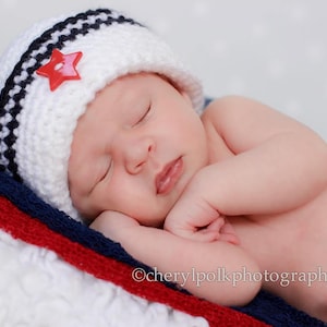 Nautical Sailor Hat, Patriotic American, Red-White-Blue, Newborn to 6 Month, Military, Independence Day, Costumes, Newborn Photo Props