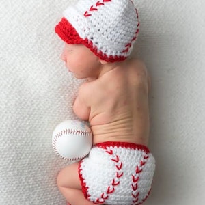 Baseball Hat and Diaper Cover, Softball Set, Crochet Baseball Costume, Halloween, Sport Set for Baby, Newborn Photo Prop, Baseball Cap