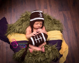 Football Hat with Football Prop, Athletic Set for Baby Boy, Newborn Photo Prop,