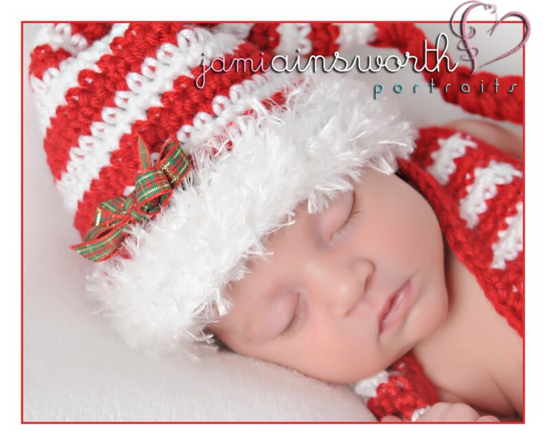 Twins Baby Boy Crochet Holiday Hats Baby Girl Knitted Newborn Photo Prop Christmas Hat for Baby Christmas Elf Striped Hat