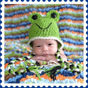 Crochet Newborn Frog Hat and diaper cover