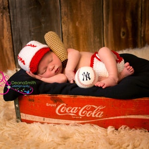 Baseball Hat and Diaper Cover, Newborn Photo Prop, Sports Set, Halloween Costume, Athletic Sets for Baby, Diaper Cover image 1