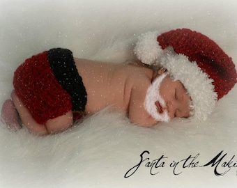 Santa Christmas Hat and Diaper Cover, Holiday Hats for Baby, Newborn Photo Props, Santa Clause Outfit, St Nick, Christmas