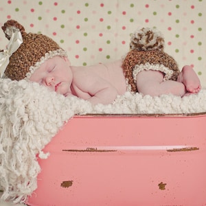 Baby Bear Hat and Diaper Cover in Chocolate Brown, Newborn Photo Prop, Baby Animals, Halloween Costumes for Baby, Nursery Themes, Teddy Bear