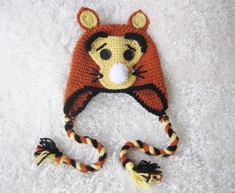 Tigger Hat, Halloween Costume, Disney Character, Winnie the Pooh, Newborn Photo Prop, Tiger Hat, Crochet Baby Hats, Shower Gift, Nursery Set image 2