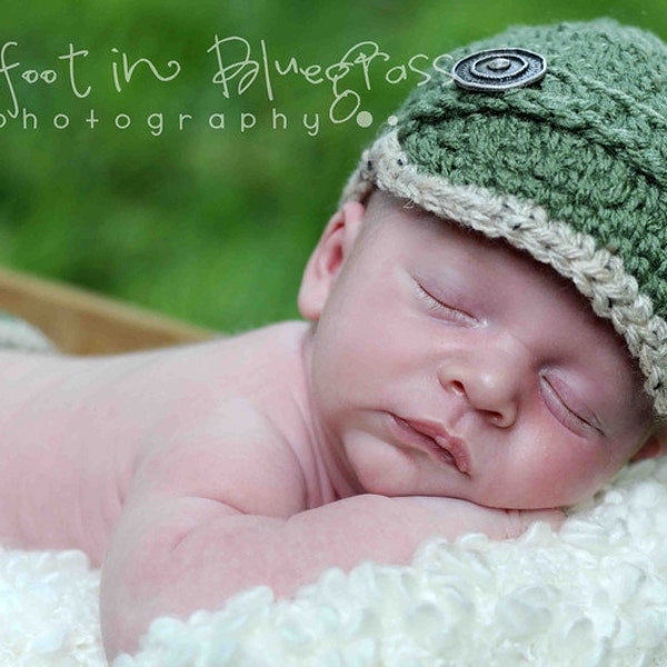 Brimmed Newsie Cap for Baby, Baseball Hat, Newborn Photo Prop, Halloween Costume for Baby,Baby Boy, Brimmed Hats