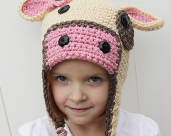 Cow Hat for Youth, Winter Hat, Christmas Gift,