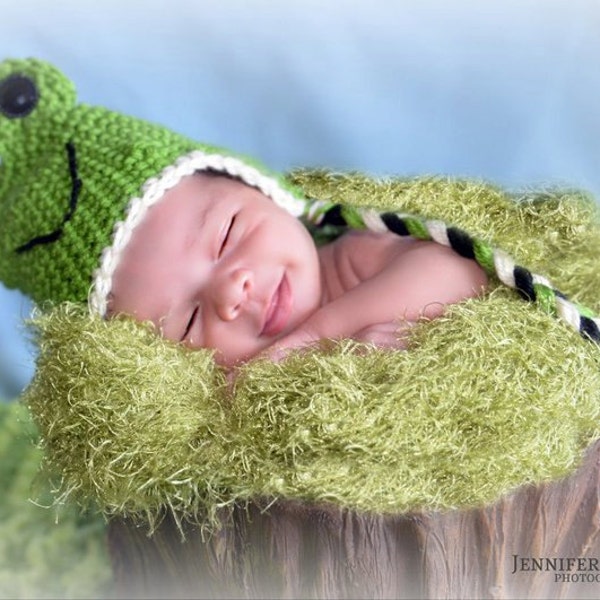 Geen Frog Hat for Baby, Kermit the Frog, Animal Hats, Newborn Photo Props, Halloween Costume for Baby, Baby Animal Hats