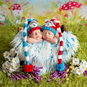 Striped Tassel Hat, Newborn Photo Prop, Crochet Baby Hats