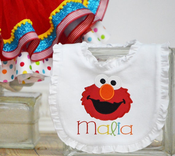 Elmo 1st Birthday Bib Sesame Street First Birthday Girls Etsy