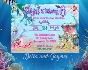 Mermaid Birthday Invitation & Mobile Invite | Editable Instant Digital Download | Under the Sea Party Printable | 5x7 + Digital Template