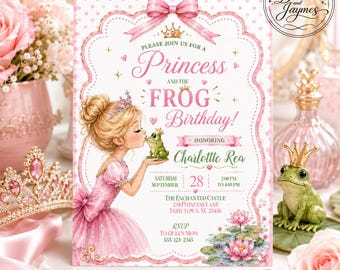Princess and the Frog Birthday Invitation & Mobile Invite | Editable Instant Digital Download | Party Printable | 5x7 + Template
